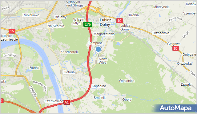 mapa Nowa Wieś, Nowa Wieś gmina Lubicz na mapie Targeo